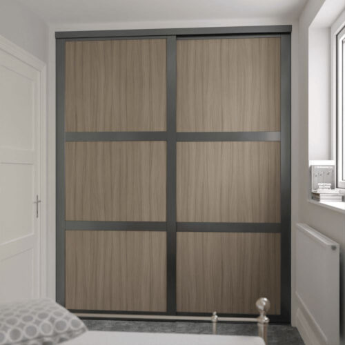 Graphite Shaker Sliding Wardrobe Doors - 2 Door Shorewood Panel - Made To Measure Sliding Doors SpacePro