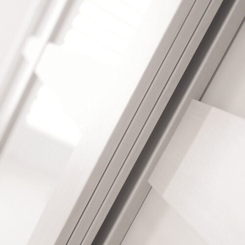 Light Grey Shaker Sliding Wardrobe Doors - 3 Door Mirror & Pure White Glass - Made To Measure Sliding Doors SpacePro