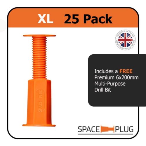 Space Plug Large 25 Pack Including Drill Bit - 45-80mm Gaps Furniture Securing Plug Space Plug