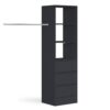 Space Pro Black Deluxe 3 Drawer Tower Shelving Unit with Hanging Bars Shelving SpacePro 600mm 