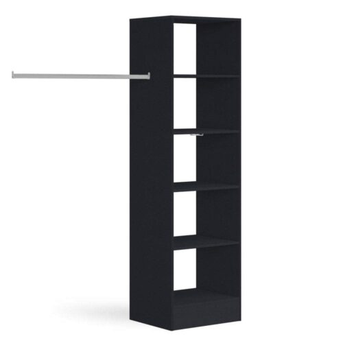 Space Pro Black Deluxe Tower Shelving Unit with 5 Shelves and Hanging Bars Shelving SpacePro 600mm