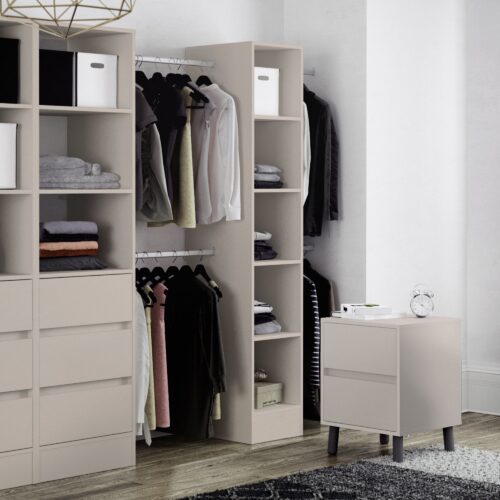 Space Pro Cashmere Deluxe Tower Shelving Unit with 5 Shelves and Hanging Bars Shelving SpacePro