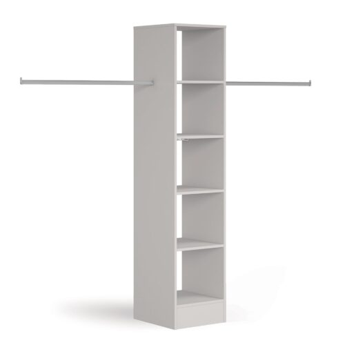 Space Pro Light Grey Deluxe Tower Shelving Unit with 5 Shelves and Hanging Bars Shelving SpacePro 450mm
