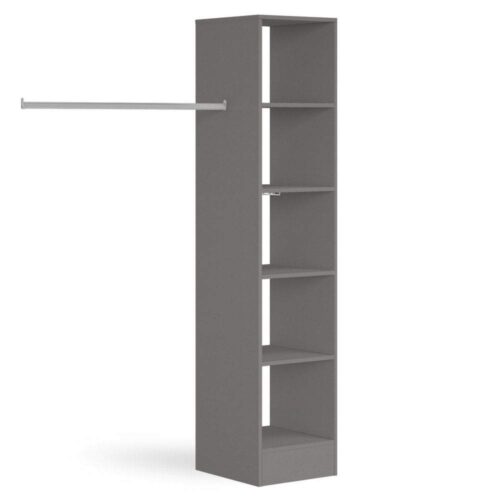 Space Pro Silver Deluxe Tower Shelving Unit with 5 Shelves and Hanging Bars Shelving SpacePro 450mm