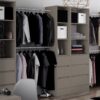 Space Pro Stone Grey Deluxe 3 Drawer Soft Close Tower Shelving Unit with Hanging Bars Shelving SpacePro 
