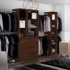 Space Pro Walnut Deluxe 3 Drawer Soft Close Tower Shelving Unit with Hanging Bars Shelving SpacePro 