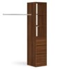 Space Pro Walnut Deluxe 3 Drawer Tower Shelving Unit with Hanging Bars Shelving SpacePro 450mm 