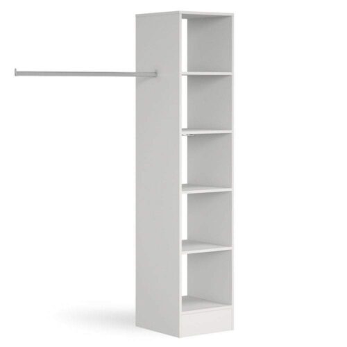 Space Pro White Deluxe Tower Shelving Unit with 5 Shelves and Hanging Bars Shelving SpacePro 450mm